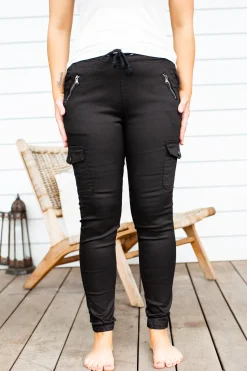 Florence Denim Joggers in Black