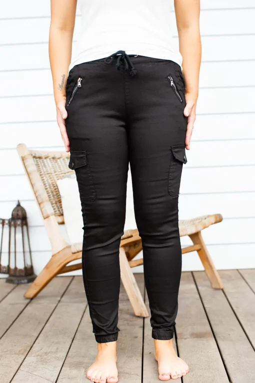 Florence Denim Joggers in Black