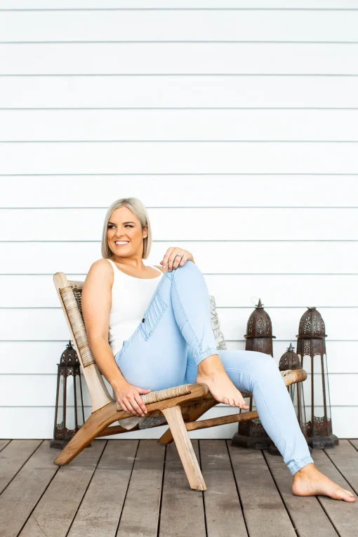 Florence Denim Joggers in Light Blue