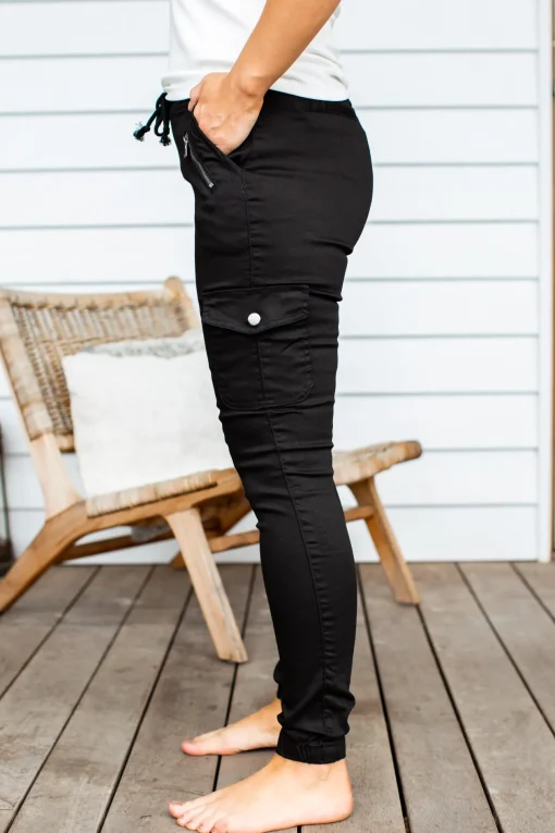Florence Denim Joggers in Black