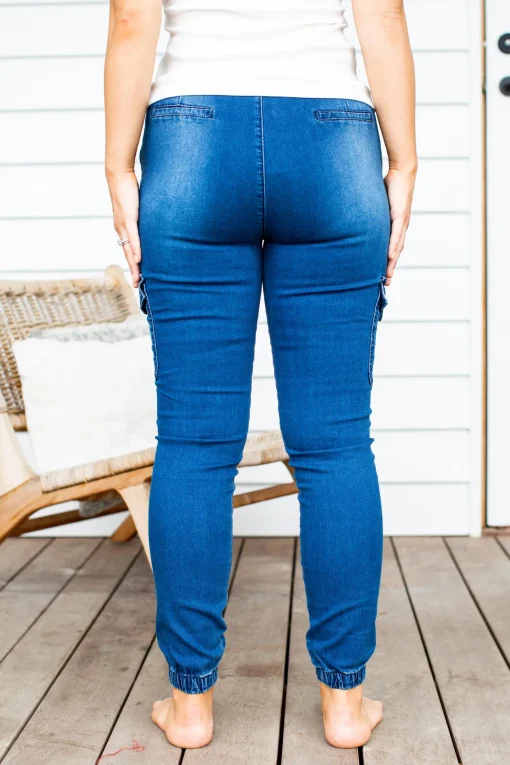 Florence Denim Joggers in Dark Blue