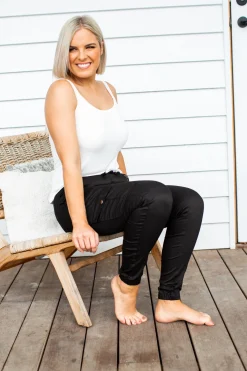 Florence Denim Joggers in Black