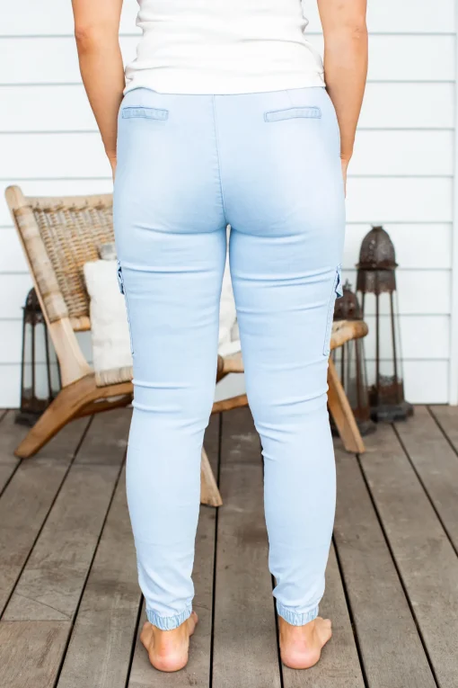 Florence Denim Joggers in Light Blue