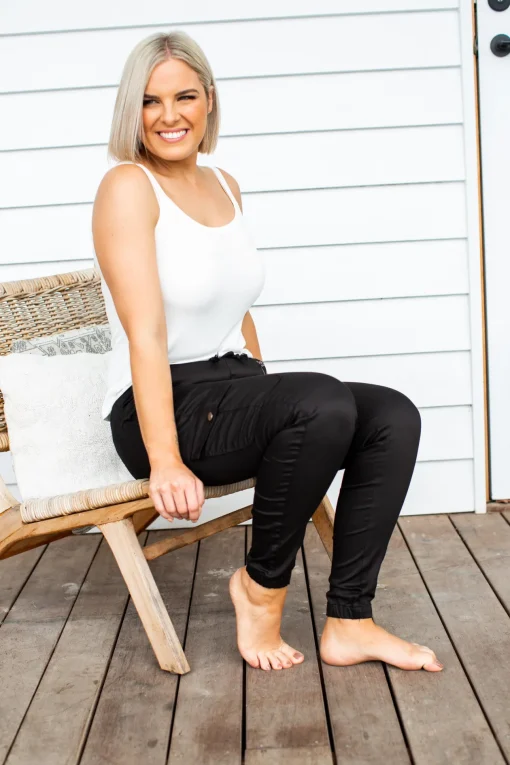 Florence Denim Joggers in Black