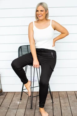 Florence Denim Joggers in Black