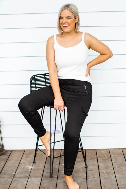 Florence Denim Joggers in Black