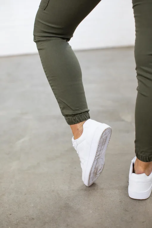 Florence Denim Joggers in Khaki