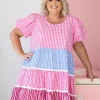 Greta Party Dress in Gingham Mix