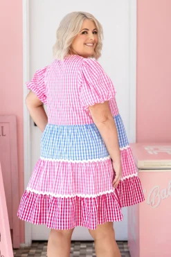 Greta Party Dress in Gingham Mix