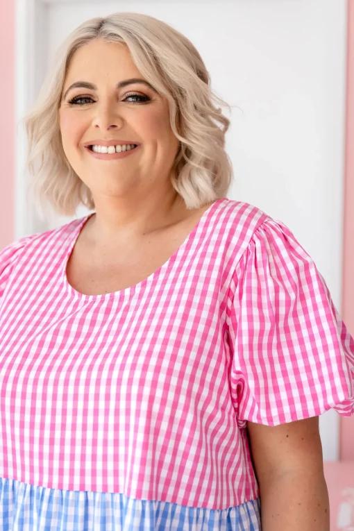 Greta Party Dress in Gingham Mix