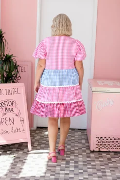 Greta Party Dress in Gingham Mix