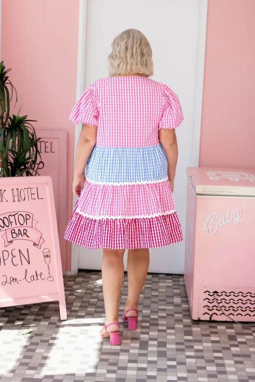 Greta Party Dress in Gingham Mix