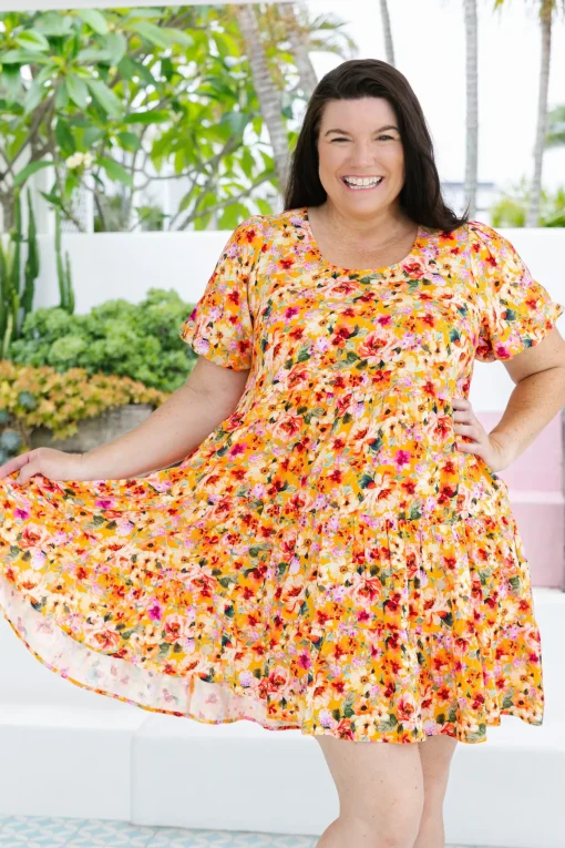 Greta Party Dress in Sunshine Floral