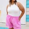 Harlow Linen Blend Shorts in Berry