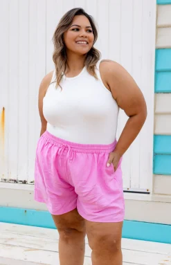 Harlow Linen Blend Shorts in Berry