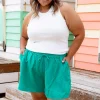 Harlow Linen Blend Shorts in Jade