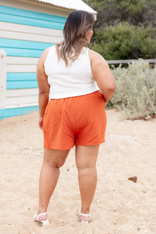 Harlow Linen Blend Shorts in Rust