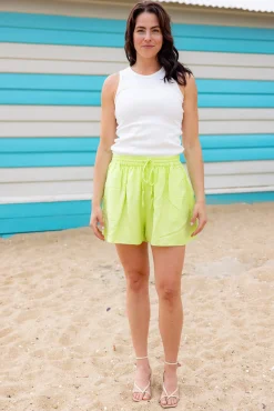 Harlow Linen Blend Shorts in Lime