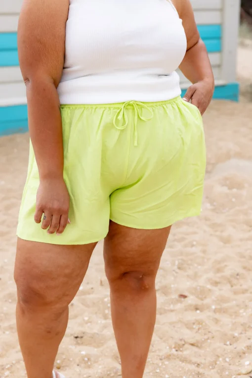 Harlow Linen Blend Shorts in Lime