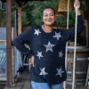 Harriet Star Sequin Knit Top in Black