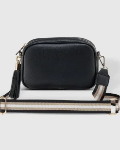 Jacinta Metallic Crossbody Bag in Black by Louenhide