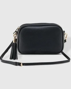 Jacinta Metallic Crossbody Bag in Black by Louenhide