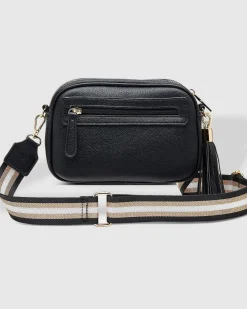 Jacinta Metallic Crossbody Bag in Black by Louenhide