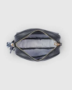 Jacinta Metallic Crossbody Bag in Black by Louenhide