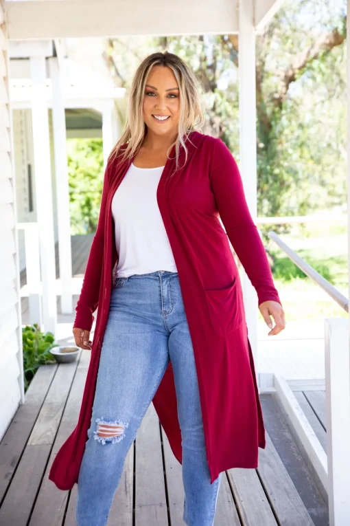 Jane Cardigan in Burgundy