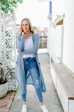 Jane Cardigan in Dusty Blue