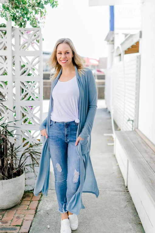 Jane Cardigan in Dusty Blue