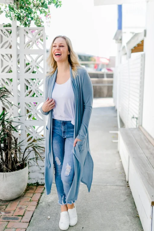 Jane Cardigan in Dusty Blue