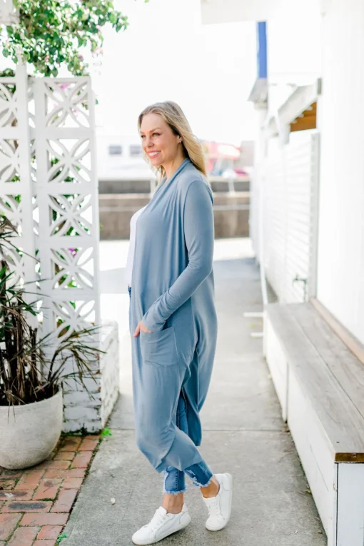 Jane Cardigan in Dusty Blue