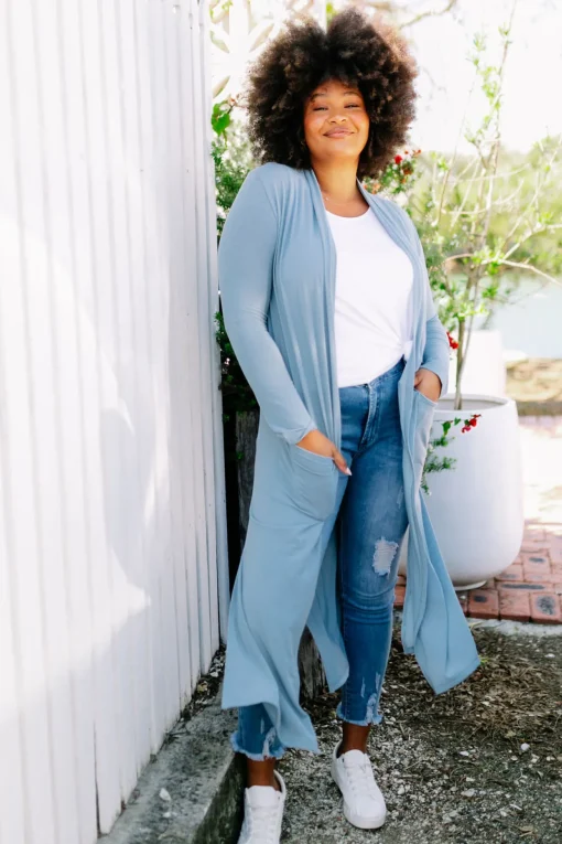 Jane Cardigan in Dusty Blue