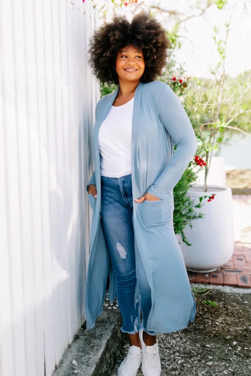 Jane Cardigan in Dusty Blue