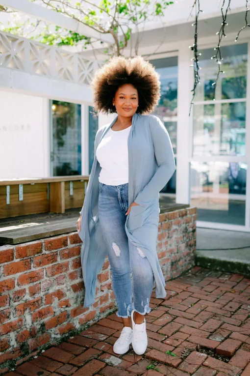 Jane Cardigan in Dusty Blue