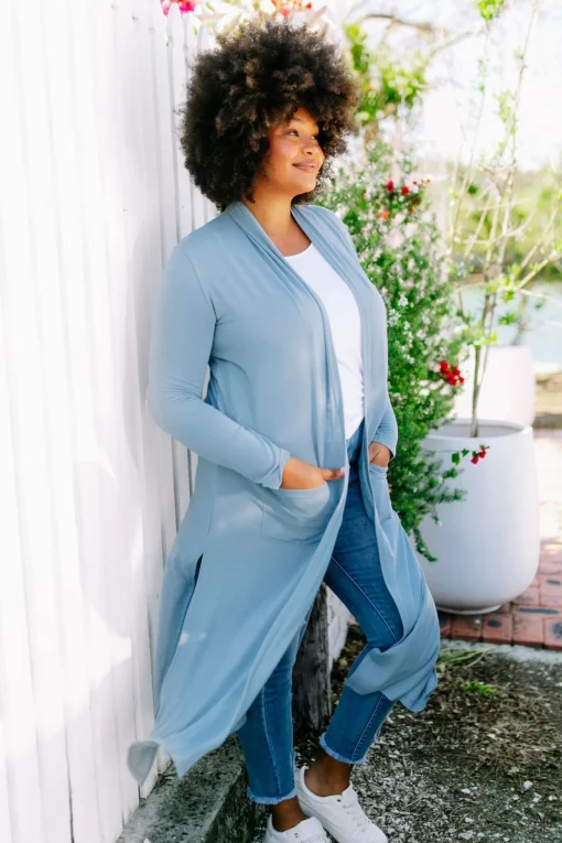 Jane Cardigan in Dusty Blue