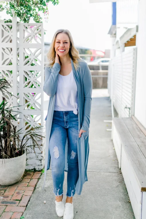 Jane Cardigan in Dusty Blue