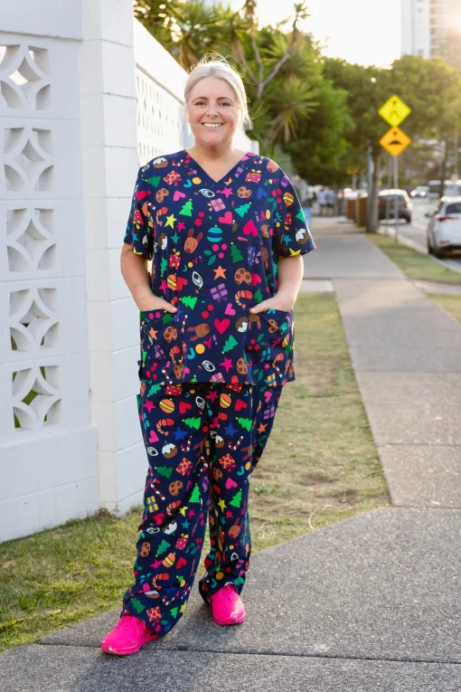 Jazz Scrubs Set in Kasey Christmas by Kasey Rainbow
