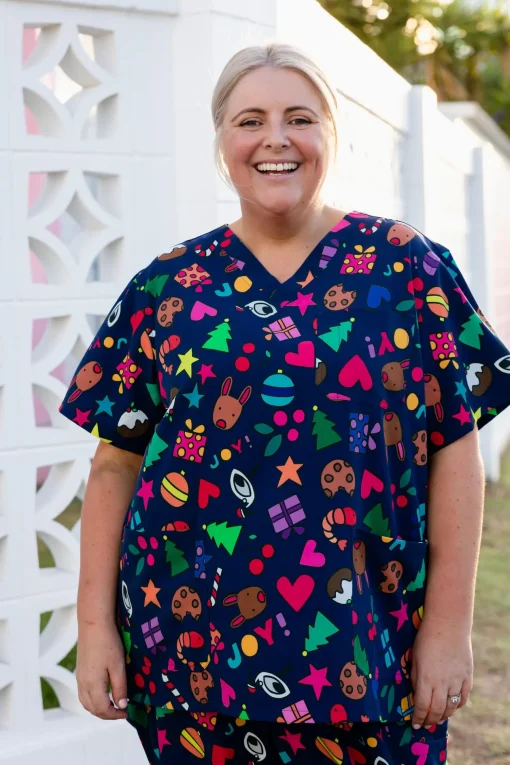 Jazz Scrubs Set in Kasey Christmas by Kasey Rainbow