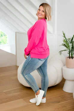Jenny Lounge Modal Blend Sweater in Magenta