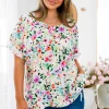 Julia Linen Blend Top in Rose Fleur