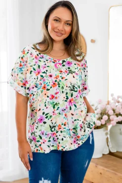 Julia Linen Blend Top in Rose Fleur