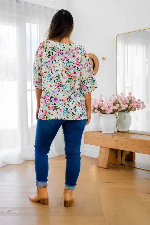 Julia Linen Blend Top in Rose Fleur