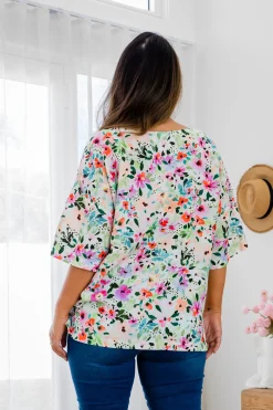 Julia Linen Blend Top in Rose Fleur
