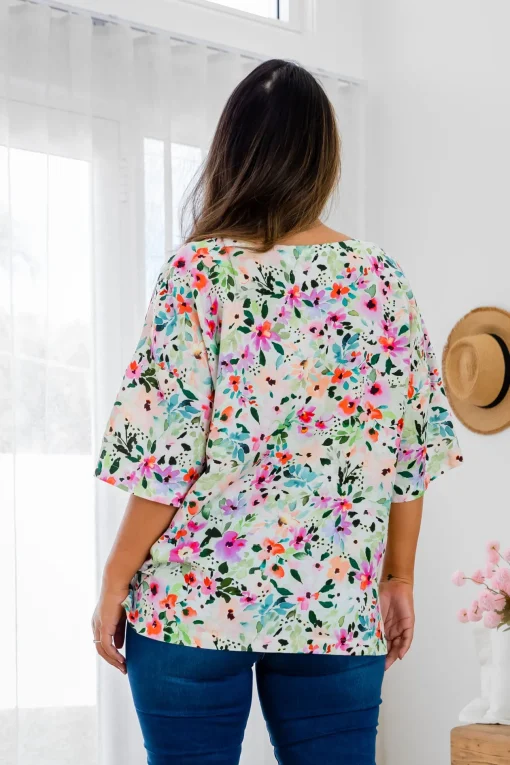 Julia Linen Blend Top in Rose Fleur