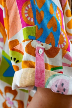 Julia Linen Blend Top in Summer Crush