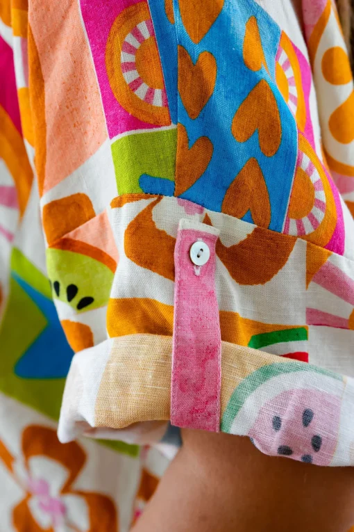 Julia Linen Blend Top in Summer Crush