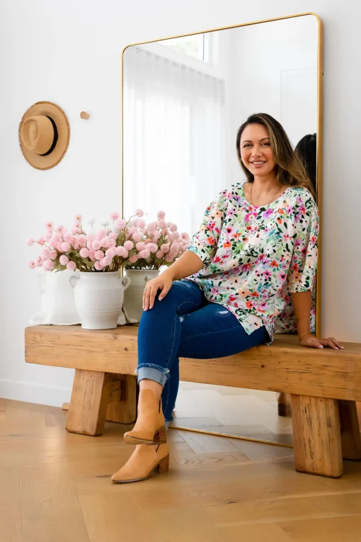 Julia Linen Blend Top in Rose Fleur