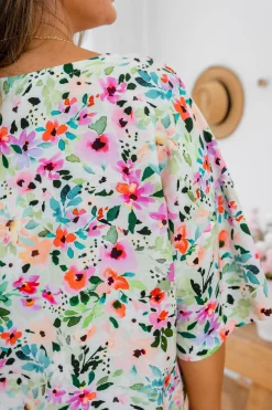 Julia Linen Blend Top in Rose Fleur